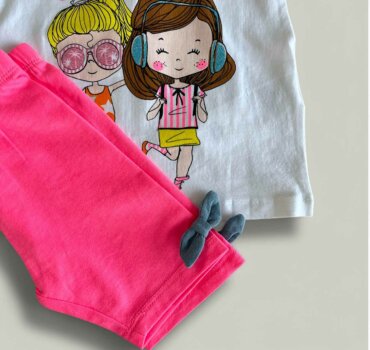 Комплект CHICCO SummerTime в бяло и тъмно розово - снимка 3 - Комплекти с къс ръкав за момиче - Yomi.Kids