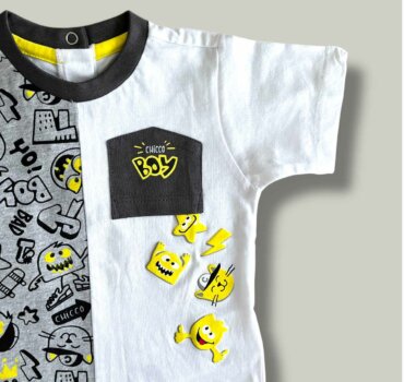 Бебешка тениска CHICCO Boy в сиво и бяло - снимка 2 - Тениски и потници за момче - Yomi.Kids