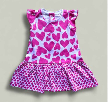 Бебешка рокля CHICCO Pink Heart в бяло и циклама - снимка 1 - Рокли и поли - Yomi.Kids