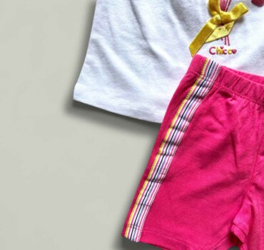 Комплект CHICCO Ballons в бяло и циклама - снимка 2 - Комплекти с къс ръкав за момиче - Yomi.Kids