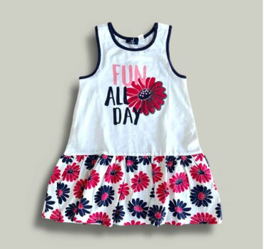 Рокля CHICCO Fun Day в бяло - снимка 1 - Рокли и поли - Yomi.Kids