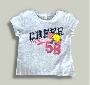 Бебешка тениска CHICCO Cheer в сиво - снимка 1 - Тениски и потници за момиче - Yomi.Kids