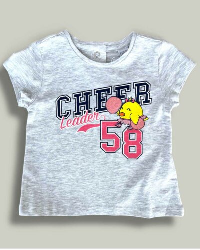 Бебешка тениска CHICCO Cheer в сиво - снимка 1 - Тениски и потници за момиче - Yomi.Kids