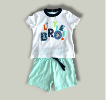 Комплект CHICCO Bro в бяло и мента - снимка 1 - Комплекти с къс ръкав за момче - Yomi.Kids