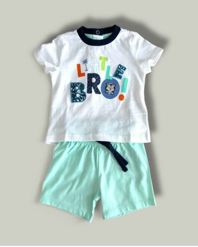 Комплект CHICCO Bro в бяло и мента - снимка 1 - Комплекти с къс ръкав за момче - Yomi.Kids