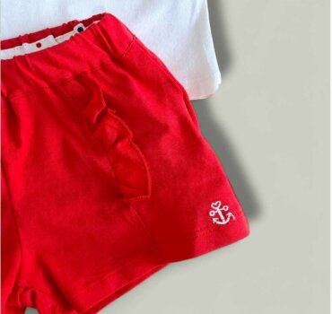 Комплект CHICCO Navy в бяло и червено - снимка 3 - Комплекти с къс ръкав за момиче - Yomi.Kids