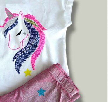 Комплект CHICCO Unicorn в бяло и розово - снимка 3 - Комплекти с къс ръкав за момиче - Yomi.Kids