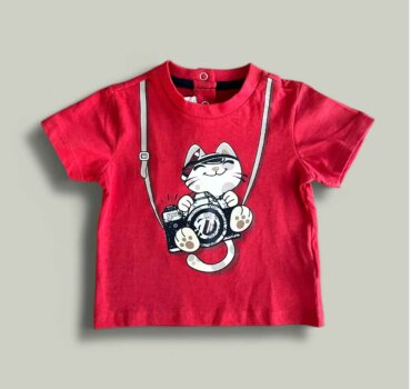 Бебешка тениска CHICCO коте в червено - снимка 1 - Тениски и потници за момче - Yomi.Kids
