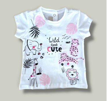 Тениска CHICCO Wild Animals в бяло - снимка 1 - Тениски и потници за момиче - Yomi.Kids