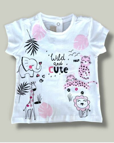 Тениска CHICCO Wild Animals в бяло - снимка 1 - Тениски и потници за момиче - Yomi.Kids