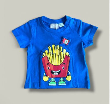 Бебешка тениска CHICCO Fries в наситено синьо - снимка 1 - Тениски и потници за момче - Yomi.Kids