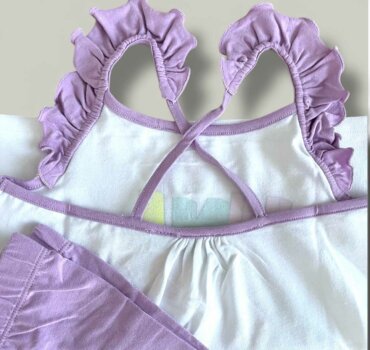 Комплект CHICCO Purple в бяло и лилаво - снимка 2 - Комплект с къс ръкав за момиче - Yomi.Kids