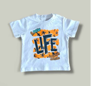 Бебешка тениска CHICCO Life в бяло - снимка 1 - Тениски и потници за момче - Yomi.Kids