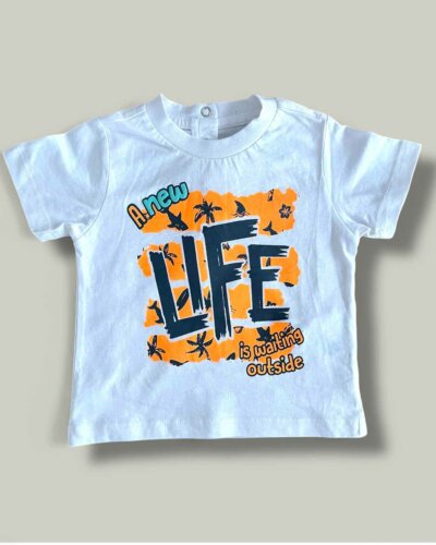 Бебешка тениска CHICCO Life в бяло - снимка 1 - Тениски и потници за момче - Yomi.Kids