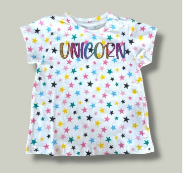 Тениска CHICCO Unicorn Star в бяло - снимка 1 - Тениски и потници за момиче - Yomi.Kids