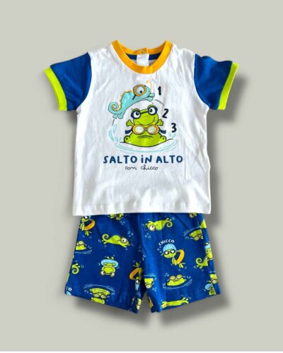 Комплект CHICCO Alto в бяло и синьо - снимка 1 - Комплекти с къс ръкав за момче - Yomi.Kids