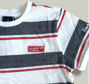 Тениска CHICCO Stay в бяло, сиво и червено - снимка 2 - Тениски и потници за момче - Yomi.Kids