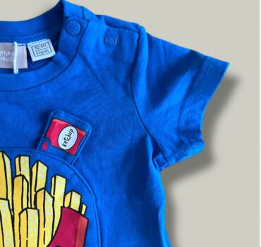 Бебешка тениска CHICCO Fries в наситено синьо - снимка 2 - Тениски и потници за момче - Yomi.Kids