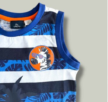 Потник CHICCO Easy в бяло и синьо райе - снимка 2 - Тениски и потници за момче - Yomi.Kids