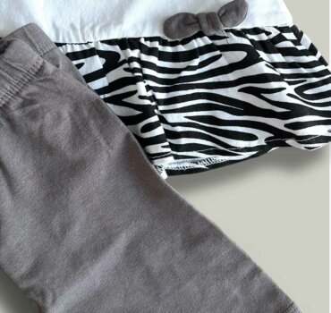 Комплект CHICCO Zebra в бяло и тъмно сиво - снимка 2 - Комплекти с къс ръкав за момиче - Yomi.Kids