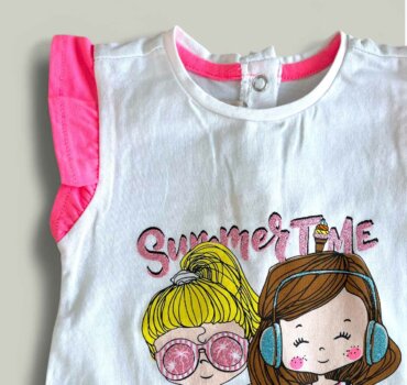 Комплект CHICCO SummerTime в бяло и тъмно розово - снимка 2 - Комплекти с къс ръкав за момиче - Yomi.Kids