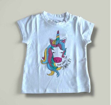 Тениска CHICCO Unicorn в бяло - снимка 1 - Тениски и потници за момиче - Yomi.Kids