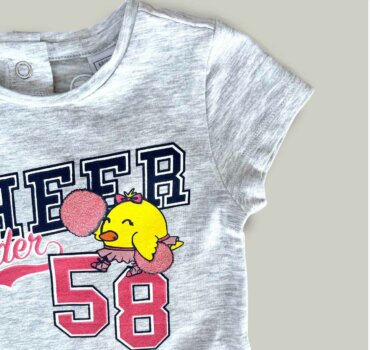 Бебешка тениска CHICCO Cheer в сиво - снимка 2 - Тениски и потници за момиче - Yomi.Kids