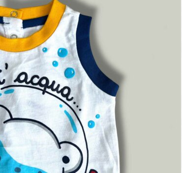 Комплект CHICCO Acqua в бяло и тъмно синьо - снимка 3 - Комплекти с къс ръкав за момче - Yomi.Kids