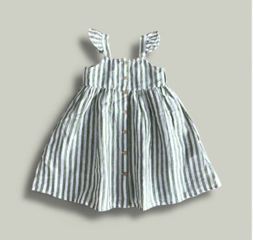 Рокля CHICCO райе в бяло и зелено - снимка 1 - Рокли и поли - Yomi.Kids