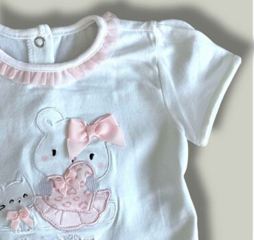 Комплект CHICCO Pink Leo в бяло и бледо розово - снимка 3 - Комплекти с къс ръкав за момиче - Yomi.Kids