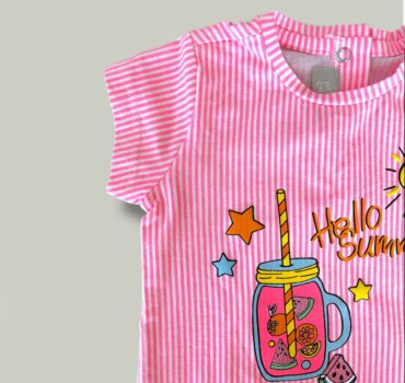 Бебешка тениска CHICCO Summer в розово и бяло райе - снимка 2 - Тениски и потници за момиче - Yomi.Kids