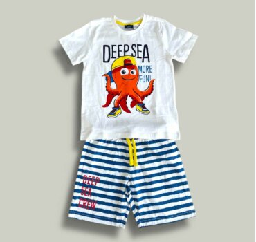 Комплект CHICCO Sea в бяло и синьо - снимка 1 - Комплекти с къс ръкав за момче - Yomi.Kids