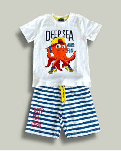 Комплект CHICCO Sea в бяло и синьо - снимка 1 - Комплекти с къс ръкав за момче - Yomi.Kids